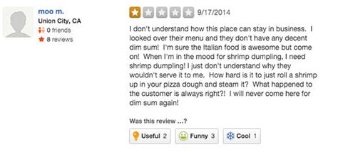 PHOTOS: Hilarious one-star reviews for restaurant trying to be the ...