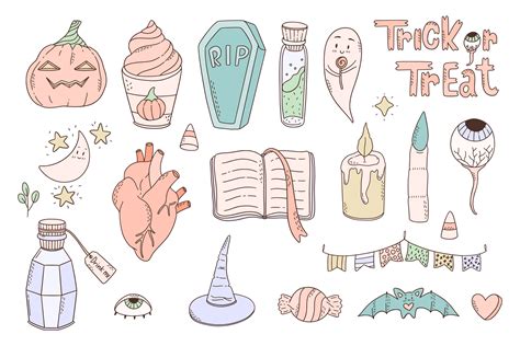 PASTEL HALLOWEEN. Clipart, Patterns. Graphic by Sentimental Postman · Creative Fabrica