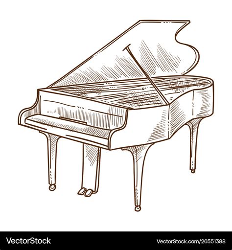 Piano musical instrument isolated sketch classic Vector Image