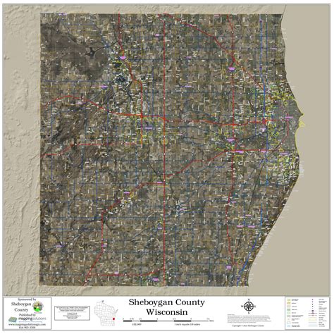 Sheboygan County Wisconsin 2022 Aerial Wall Map | Mapping Solutions