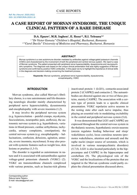 (PDF) A case report of Morvan syndrome, the unique clinical pattern of a rare disease