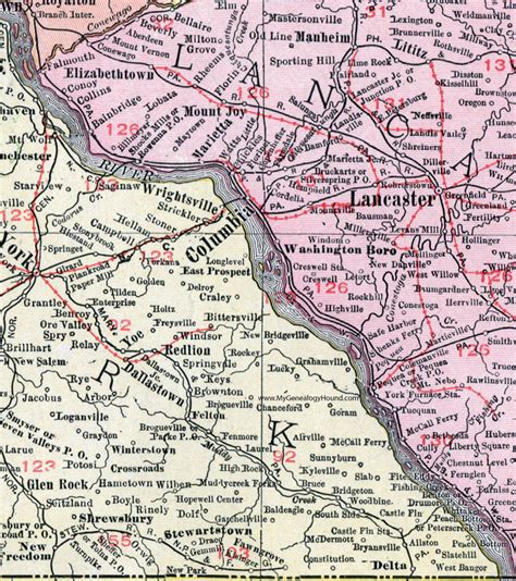 York County, Pennsylvania 1911 Map by Rand McNally, Hanover, Dillsburg, PA