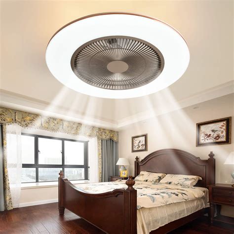 IYUNXI Enclosed Ceiling Fan with Lights,22 Inch Low Profile Ceiling Fan with remote,Invisible ...