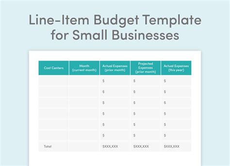 Line Item Budget Template