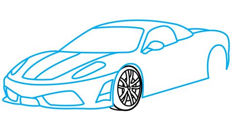 How to Draw Ferrari 360, a Sports Car, Easy Step-by-Step Drawing ...