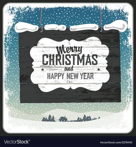 Merry christmas wooden sign Royalty Free Vector Image