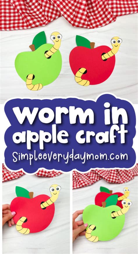 Cute Worm In Apple Craft For Kids [Free Template]