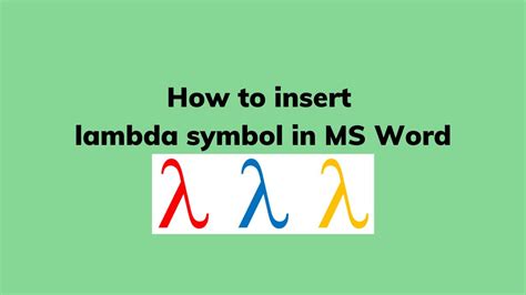 How to insert lambda symbol in MS Word - YouTube