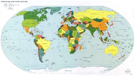 Large detailed political map of the World with capitals and major cities - 2004 | World ...