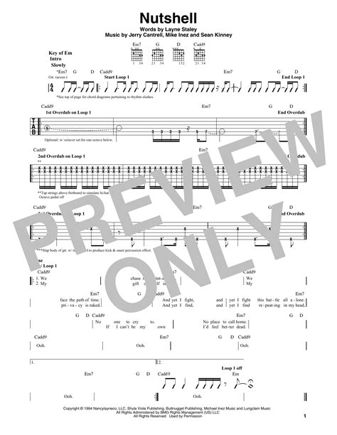 Nutshell by Alice In Chains - Guitar Lead Sheet - Guitar Instructor