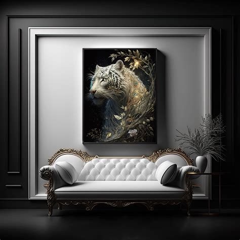 White Tiger Digital Art Print, Wall Art, AI Generated, AI Art, Digital Download, Home Decor ...