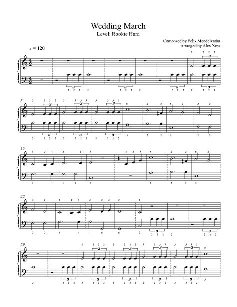 Wedding March by Felix Mendelssohn Piano Sheet Music | Rookie Level