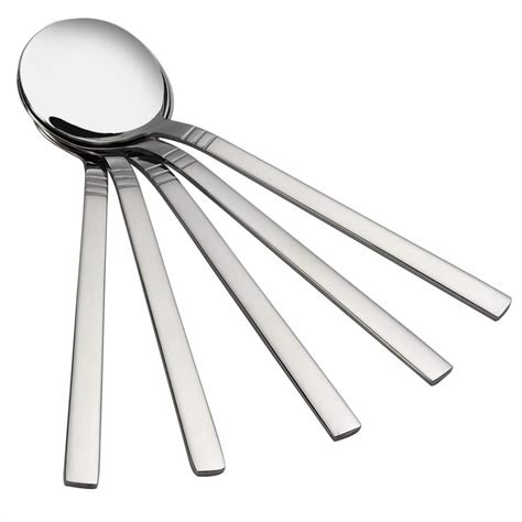 Fiaze Round Soup Spoon, 12 Pieces Stainless Steel Bouillon Spoons ...