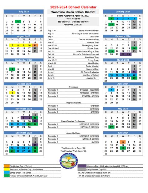 Calendar - WOODVILLE UNION SCHOOL DISTRICT