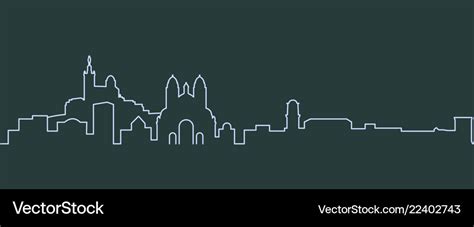 Marseille single line skyline Royalty Free Vector Image