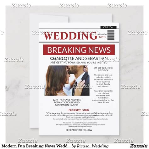 Modern Fun Breaking News Wedding Newspaper Announcement | Zazzle.com ...