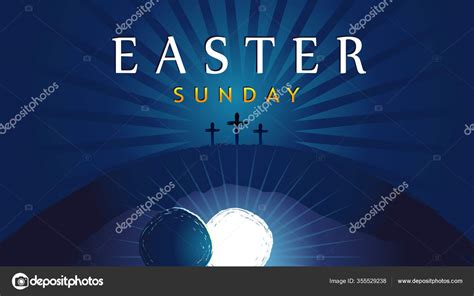 Easter Sunday Risen Tomb Three Crosses Easter Invitation Service Holy ...