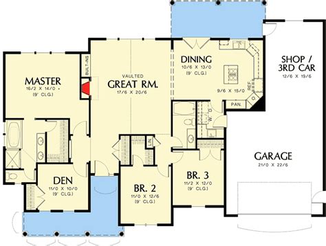 Three Bedrooms Plus a Den - 6927AM | Architectural Designs - House Plans