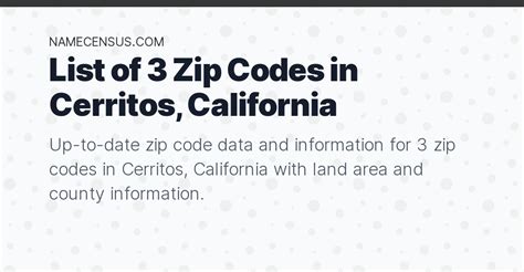 Cerritos Zip Codes | List of 3 Zip Codes in Cerritos, California