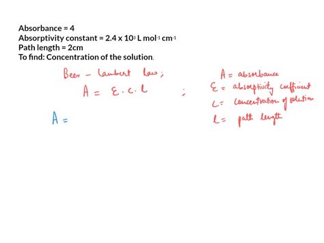 SOLVED: the molar absorptivity constant of a particular chemical is 1 ...