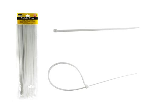 Wholesale Cable Zip Ties - White, Nylon, 15", 20 Pack - Bulk Zip Ties