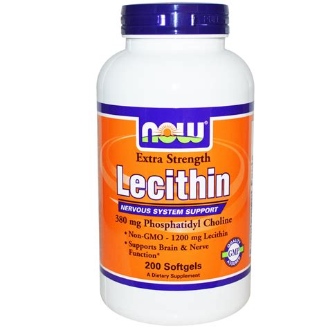 Now Foods, Lecithin, Extra Strength, 1200 mg, 200 Softgels - iHerb