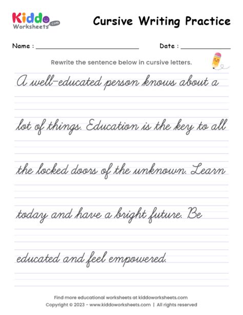 Free Printable Cursive Writing Worksheet 3 - kiddoworksheets