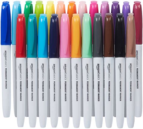 Buy Amazon Basics Fine Point Tip Permanent Markers - Assorted Colors, 24-Pack Online at ...