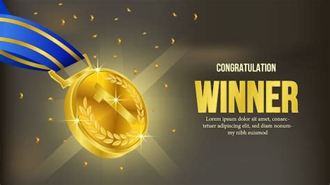 Premium Vector | Golden medal winner announcement banner