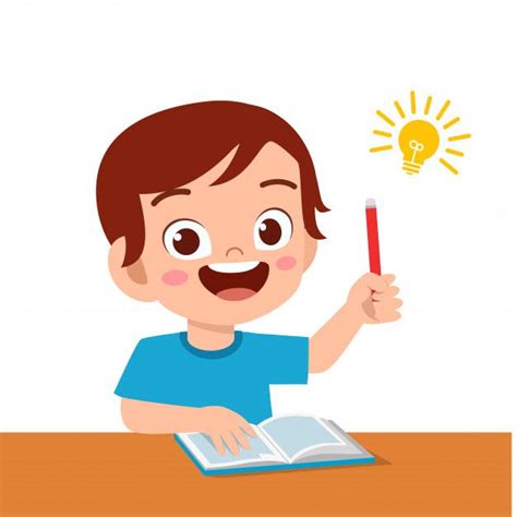 Feliz niño lindo niño estudiar duro pens... | Premium Vector #Freepik # ...