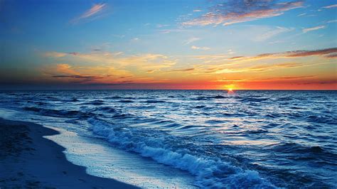 Blue Beach Sunset Wallpaper