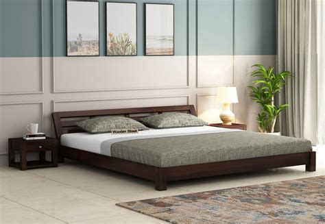 Buy Rico Low Floor Bed (King Size, Walnut Finish) Online in India - Wooden Street