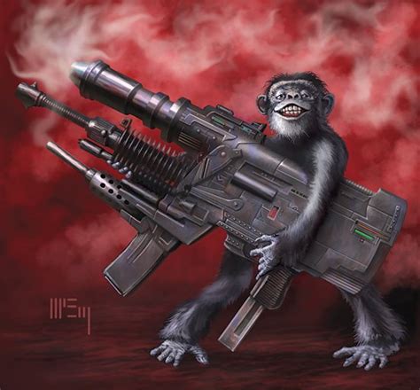 Funny Monkeys With Guns-Monkeys Holding Guns - Funny Gif Pictures Mania