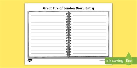 The Great Fire of London Diary Entry - Writing Worksheet KS1