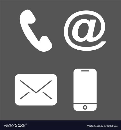Contact icons white icons on black background Vector Image