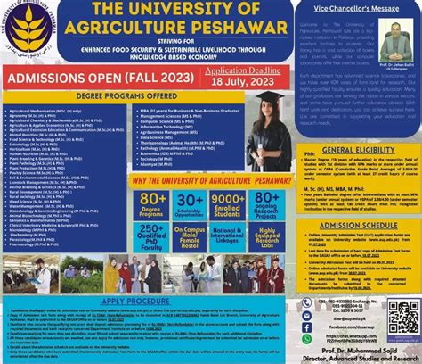 Agriculture University Peshawar Admission 2024