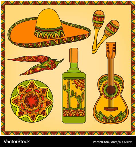 Set traditional mexican symbols Royalty Free Vector Image