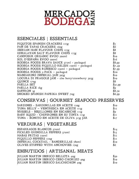 Menu – Bodega On Main