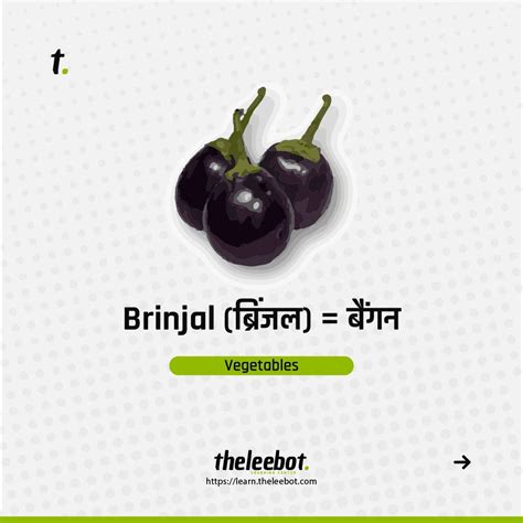 Pin by The Leebot Learning Center on Vegetables Names Meanings in Hindi | Brinjal, Names with ...