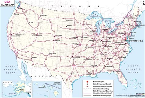 Road Map Of USA With Distances - Printable Maps Online