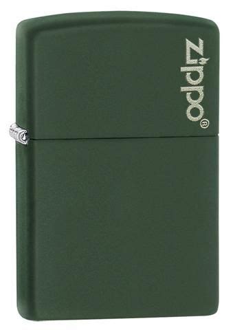 Green matte lighter adorned with the classic Zippo logo. Colo Image Imprint Method Green Matte ...