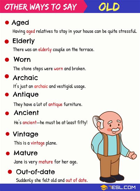 95 Synonyms for "Old" with Examples | Another Word for “Old” • 7ESL