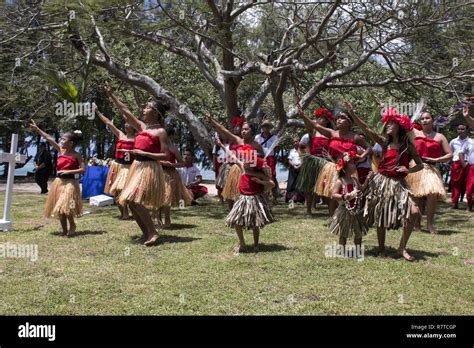 HAGÅTÑA, Guam (April 7, 2017) -- A local Chamorro dance group performs a "blessing" on the ...