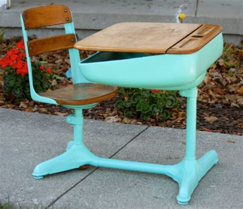 Mid-Century Vintage Antique School Student Desk w/ Swivel Chair | eBay ...