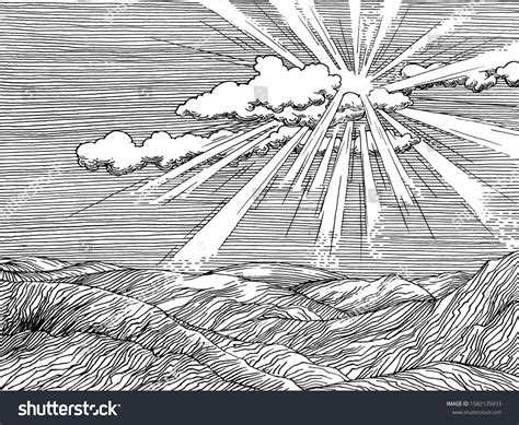 Sun Rays Drawing Black And White