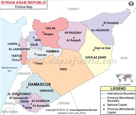 Political Map of Syria | Syria Provinces Map