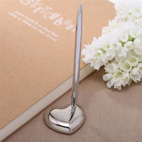 Personalized Wedding Pen With Holder,Custom Wedding Party Gift,Silver ...