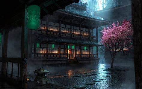 Japanese House Night Time Art, Dark Art Japanese, HD wallpaper | Peakpx