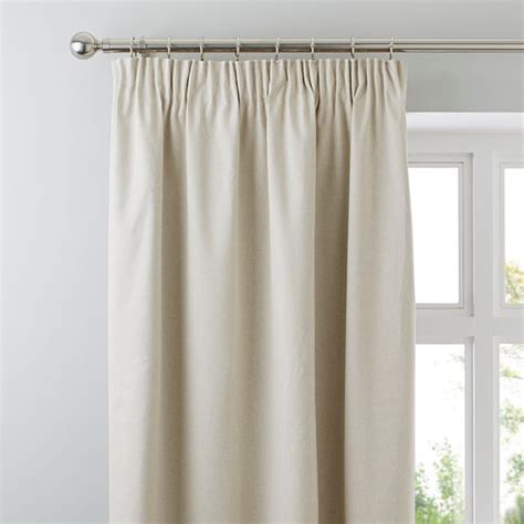 Luna Brushed Natural Blackout Pencil Pleat Curtains | Dunelm