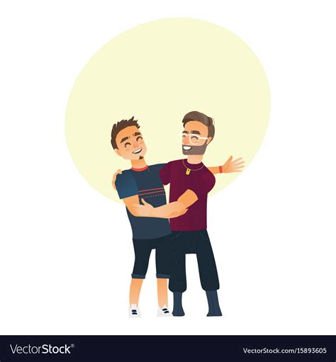 Male friendship - two boys men friends hugging Vector Image